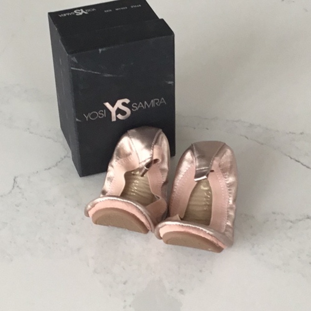 New in Box Yosi Samra Rose Gold Ballet Flats, size 11